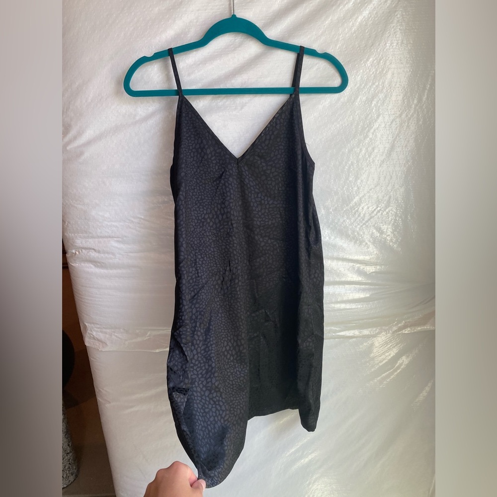 Silk slip dress, cheetah print, black/grey,